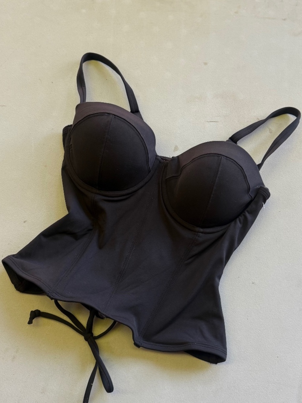 Black Corset Style Bikini Top / Bustier Top – Size S